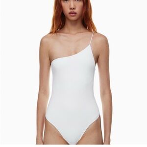 Aritzia White One-Shoulder Bodysuit